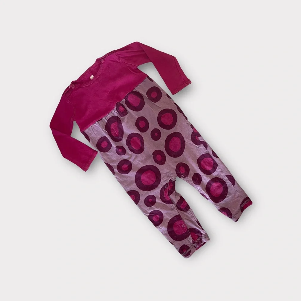Tea Collection Purple & Maroon Spot Pattern Romper